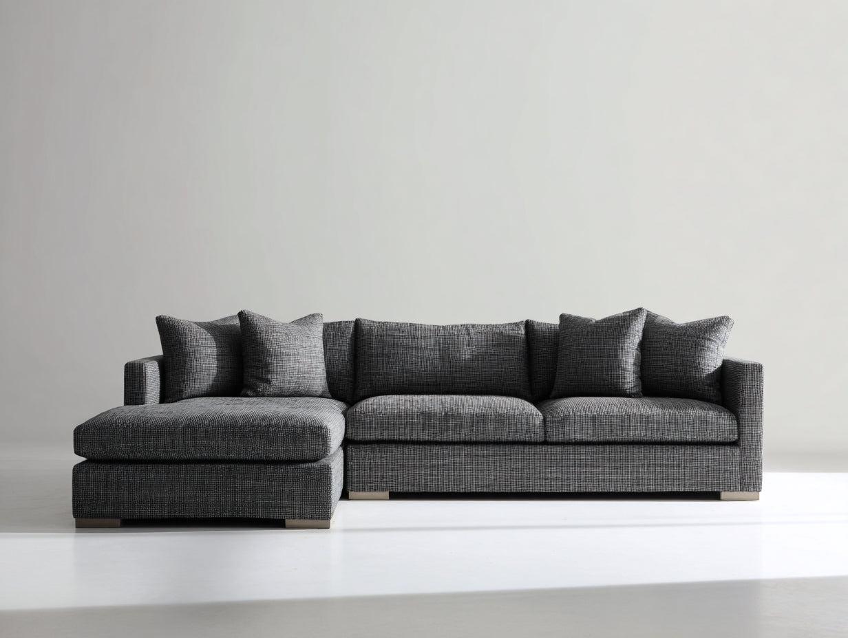 Ecksofa - Strukturstoff 295 x 175 x 86 cm - Dunkelgrau - Für Wohnzimmer - Modernes Design mit Chaiselongue und breiter Sitzfläche