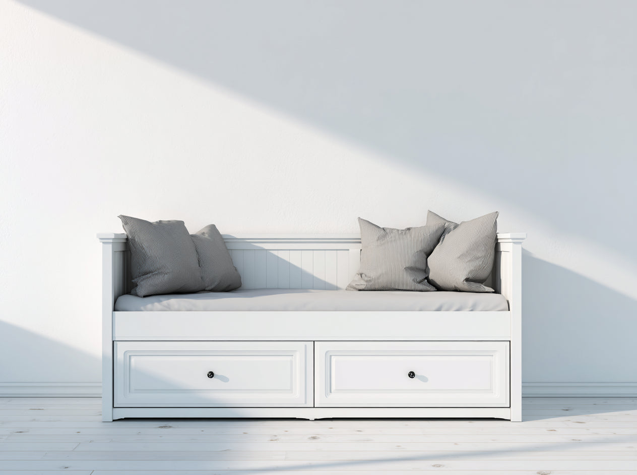 Schlafsofa Holzwerkstoff 205x97x84 cm - Weiß - mit 2 Schubladen