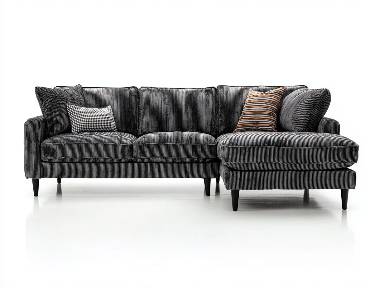 Ecksofa Cordstoff 300x175x82 cm - Dunkelgrau - modern mit Liegefläche