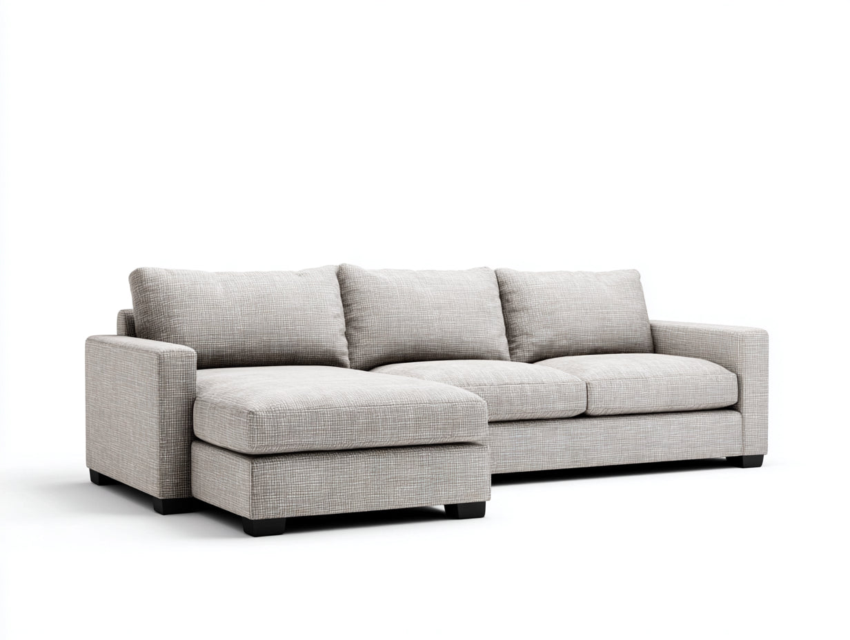 Ecksofa aus Strukturstoff 255x165x82 cm - Hellbeige - modernes Design für Wohnzimmer