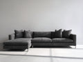 Ecksofa Webstoff 300 x 185 x 82 cm dunkelgrau für Wohnzimmer - mit Ottomane - modernes Lounge Design