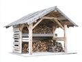 Kaminholzregal Massivholz 220x95x185 cm - Naturholz-Grau - überdachte Lagerung für Garten