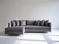 Ecksofa - Strukturstoff 290 x 170 x 88 cm - Dunkelgrau - Für Wohnzimmer - Modernes Design mit Chaiselongue und Metallfüßen