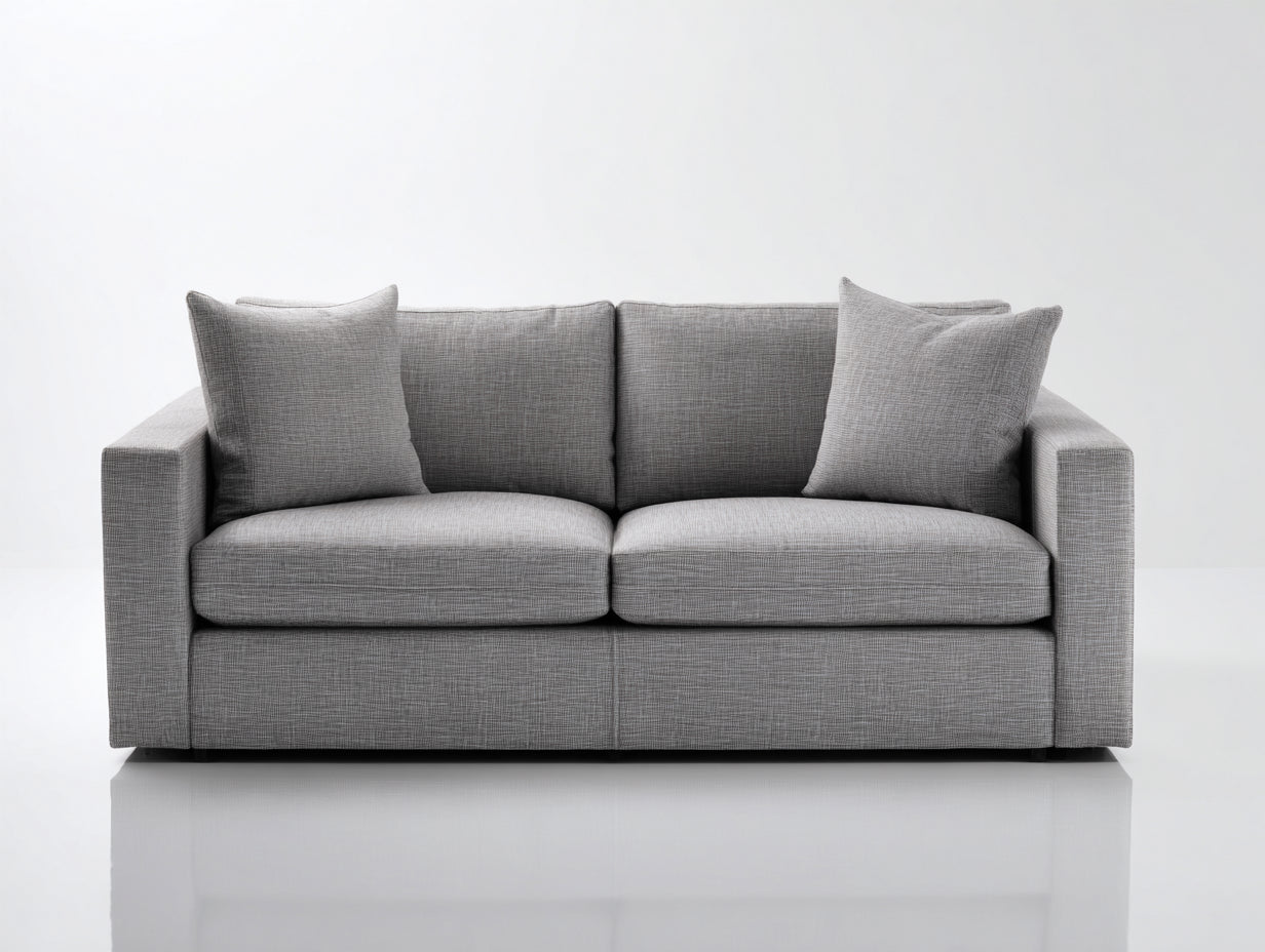 Zweisitzer Sofa - Strukturstoff 185 x 92 x 84 cm - Grau - Für Wohnzimmer - Modernes Design mit breiten Armlehnen und klarer Linienführung