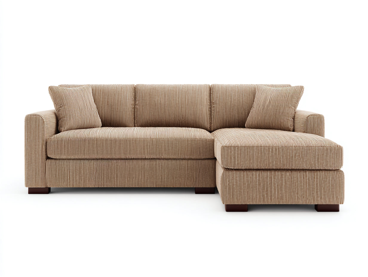 Ecksofa aus Cordstoff 260x160x82 cm - Beige - Modernes Loungesofa für Wohnzimmer