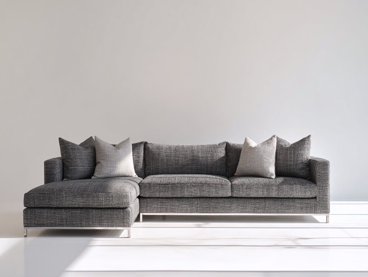 Ecksofa aus Strukturstoff 275x175x80 cm - Grau - modernes Design für Wohnzimmer
