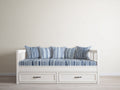 Schlafsofa aus Holz 200x90x85 cm - Weiß-Blau - Klassisches Design mit Schubladen