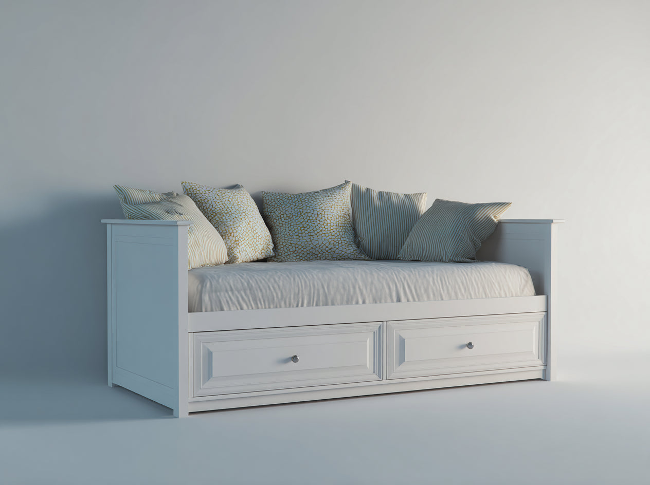 Schlafsofa Holzwerkstoff 205x95x82 cm - Weiß - mit 2 Schubladen