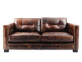Zweisitzer Sofa Lederoptik 220x92x85 cm - Dunkelbraun - Vintage Design für Wohnzimmer