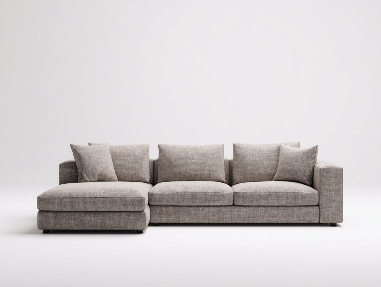 Ecksofa Webstoff 310x165x78 cm - Hellgrau - modern mit Liegefläche