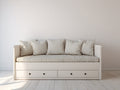 Schlafsofa - Holzrahmen 205 x 98 x 90 cm - Weiß - Für Schlafzimmer und Gästezimmer - Modernes Tagesbett mit 2 Schubladen