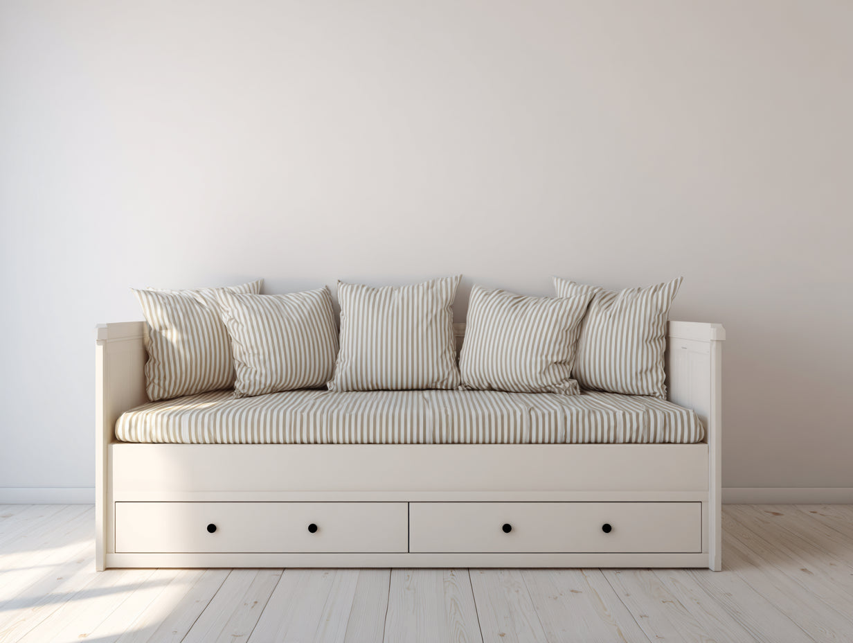 Schlafsofa - Holzrahmen 205 x 98 x 90 cm - Weiß - Für Schlafzimmer und Gästezimmer - Modernes Tagesbett mit 2 Schubladen