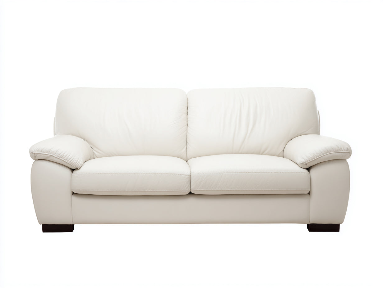 Zweisitzer Sofa Kunstleder 210x90x82 cm - Cremeweiß - gepolstert für Wohnzimmer