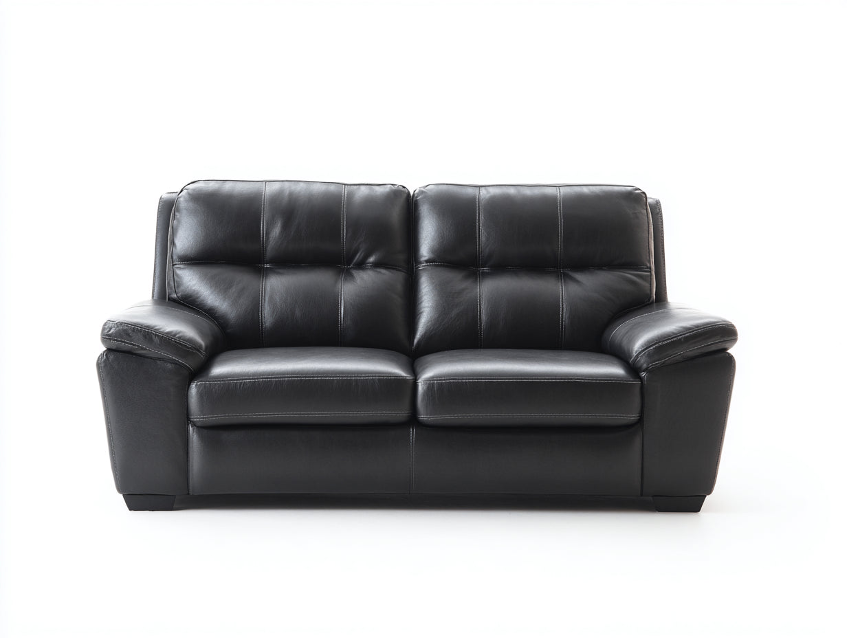 Zweisitzer Sofa Kunstlederbezug 172x90x92 cm - Schwarz - gepolstertes Design für Wohnzimmer