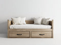 Schlafsofa aus Holz 200x90x85 cm - Naturholz-Weiß - Klassisches Design mit Schubladen