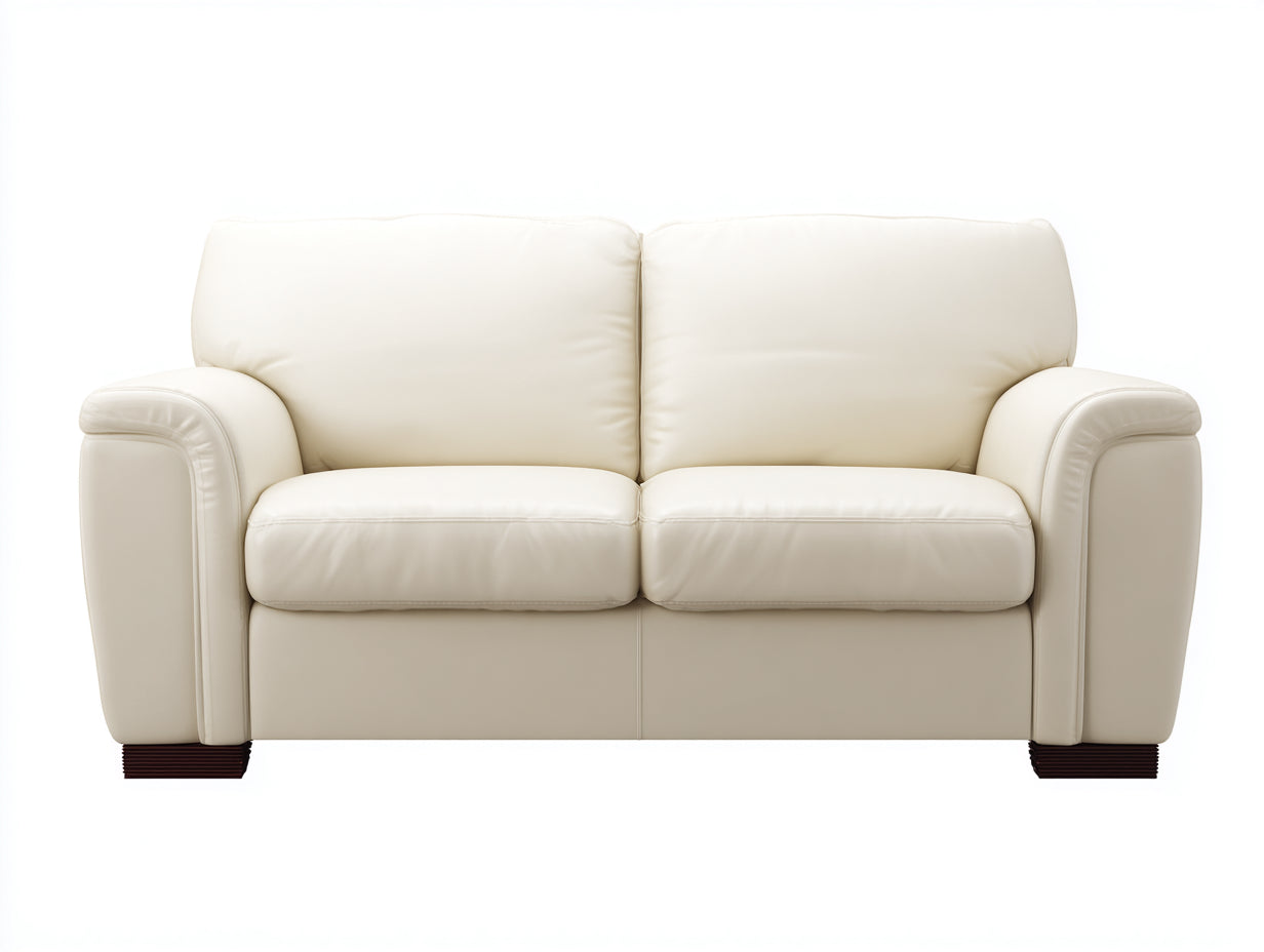 Zweisitzer Sofa Lederoptik 180x95x88 cm - Cremeweiß - gepolstertes Design für Wohnzimmer