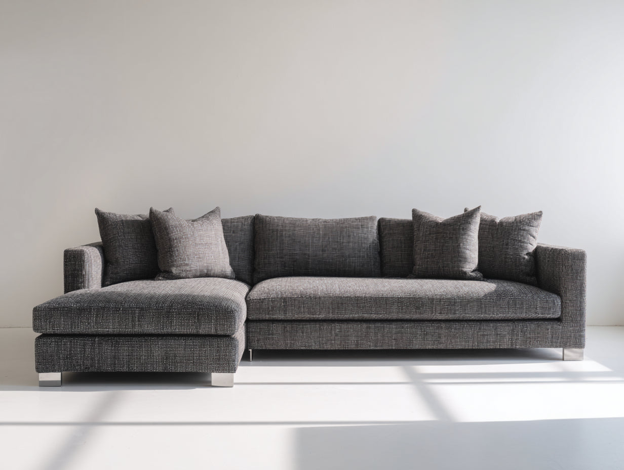 Ecksofa Webstoff 320x170x78 cm - Grau - modern mit Liegefläche