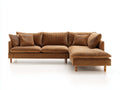 Ecksofa Cordstoff 285 x 185 x 82 cm cognacbraun für Wohnzimmer - mit Ottomane - modernes Lounge Design