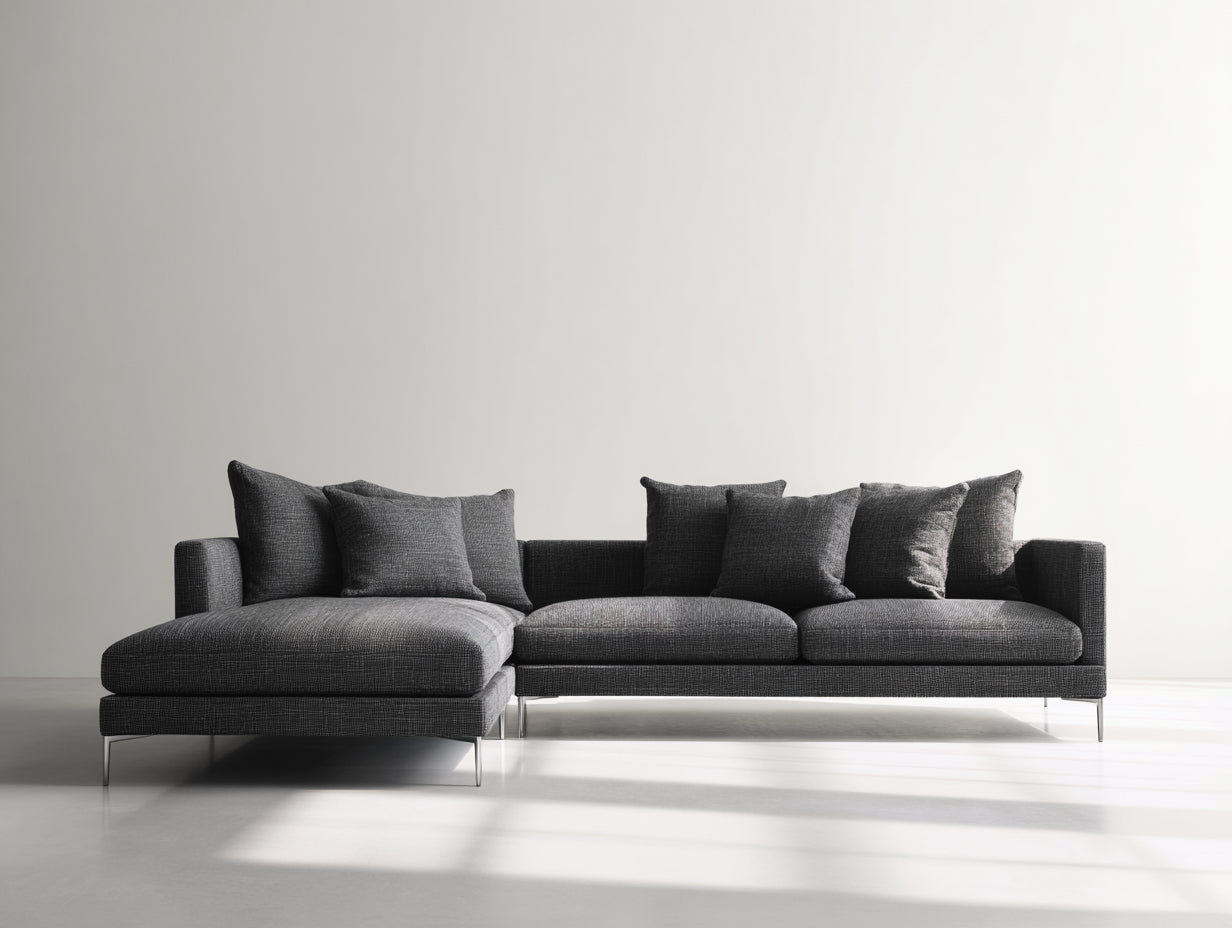 Ecksofa aus Webstoff 280x180x78 cm - Dunkelgrau - Modernes Loungesofa für Wohnzimmer