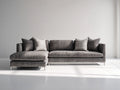 Ecksofa aus Webstoff 280x180x80 cm - Grau - Modernes Loungesofa für Wohnzimmer
