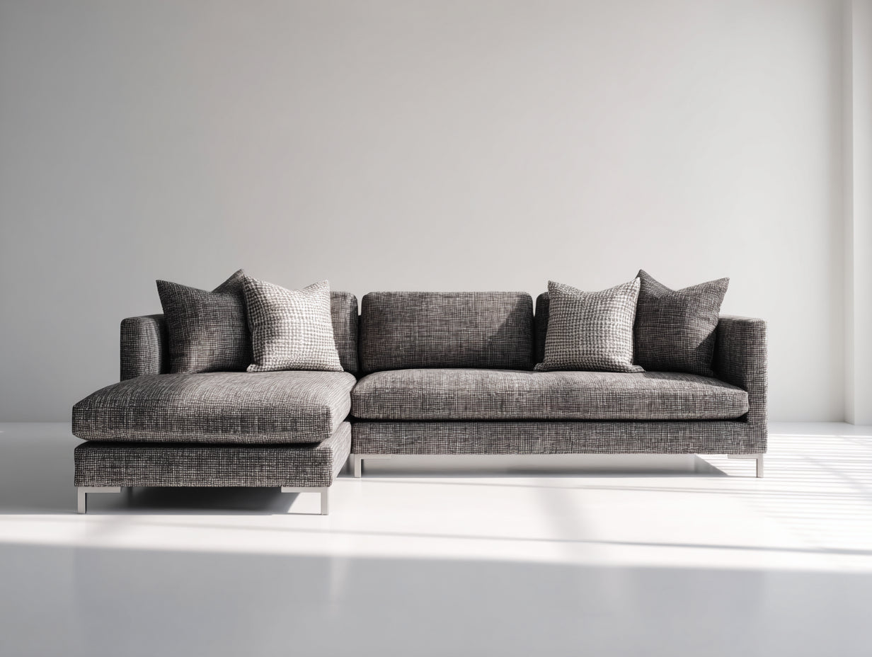 Ecksofa aus Webstoff 280x180x80 cm - Grau - Modernes Loungesofa für Wohnzimmer