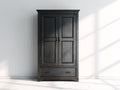 Kleiderschrank aus Holz 100x55x200 cm - Schwarzbraun - Klassisches Design mit Türen und Schublade