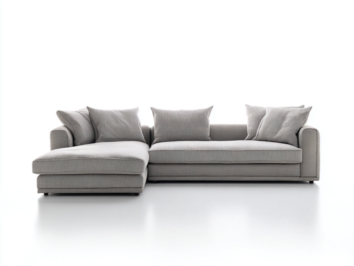 Ecksofa Stoffbezug 310x170x78 cm - Hellgrau - modernes Loungedesign für Wohnzimmer