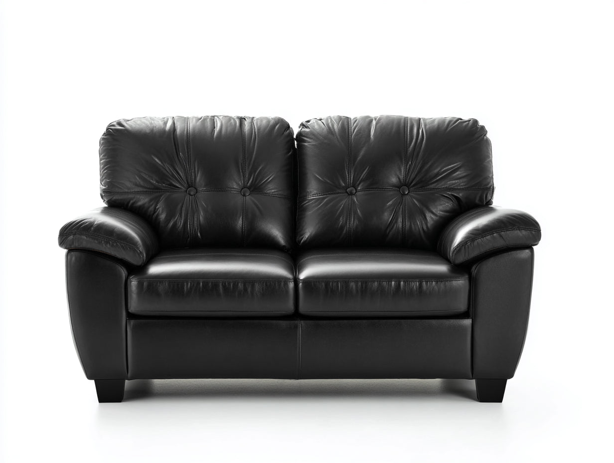 Zweisitzer Sofa Kunstleder 190x88x84 cm - Schwarz - klassisch gepolstert